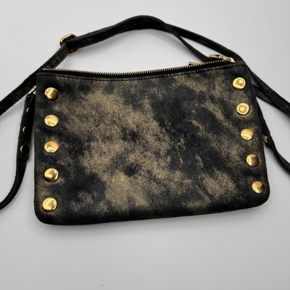 Hammitt Handbags - Hammitt Los Angeles VIP Small Crossbody Bag Black Gold Distressed Leather Rivet